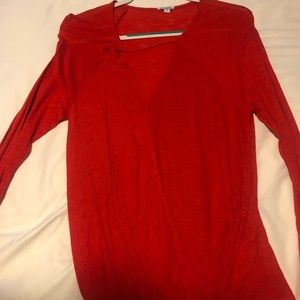 Long sleeve red wrap top
